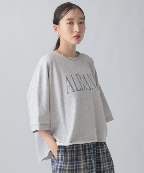 LEPSIM(レプシィム)の「ミニ裏毛ドルマンプリント6分袖 840430(Tシャツ/カットソー・レディース・チャコールグレー/ライトグレー・FREE)」の7枚目の写真