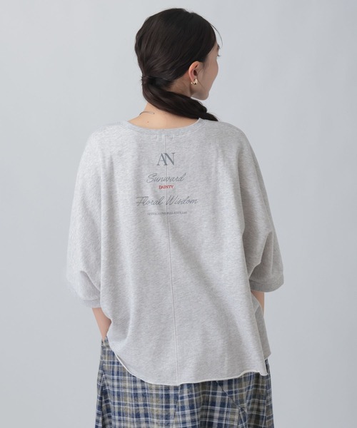 LEPSIM(レプシィム)の「ミニ裏毛ドルマンプリント6分袖 840430(Tシャツ/カットソー・レディース・チャコールグレー/ライトグレー・FREE)」の9枚目の写真