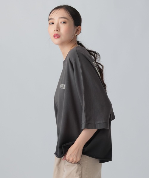 LEPSIM(レプシィム)の「ミニ裏毛ドルマンプリント6分袖 840430(Tシャツ/カットソー・レディース・チャコールグレー/ライトグレー・FREE)」の14枚目の写真