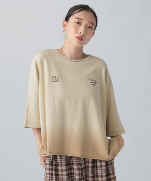 LEPSIM(レプシィム)の「ミニ裏毛ドルマンプリント6分袖 840430(Tシャツ/カットソー・レディース・チャコールグレー/ライトグレー・FREE)」の19枚目の写真