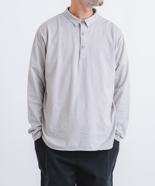 quadro(クオドロ)の「60/2スーピマ度詰め天竺布帛衿P/Oシャツ(Tシャツ/カットソー・メンズ・ブラック/グレー・LARGE)」の2枚目の写真