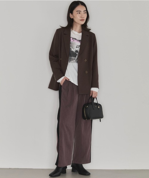 Doux archives（ドゥアルシーヴ）の「【ZOZO先行予約】異素材切替ピンストライプパンツ（その他パンツ・レディース・ベージュ/ワインレッド/グレー・FREE）」の13枚目の写真