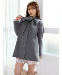 リボンストール付きAラインミドルコート