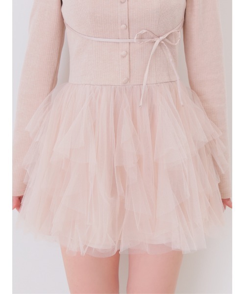 M me eme(エムミーエメ)の「Lace rib tulle docking mini onepiece(eme11116)(ワンピース・レディース・ピンク/アイボリー・FREE/FL)」の20枚目の写真