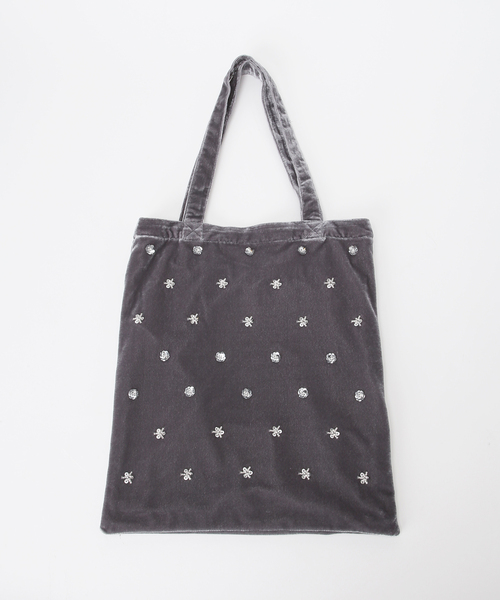 U by SPICK&SPAN(ユーバイスピックアンドスパン)の「UBY ビジューベロアトートバッグ(トートバッグ・レディース・カーキ/ピンク/チャコールグレー/ネイビー・FREE)」の13枚目の写真