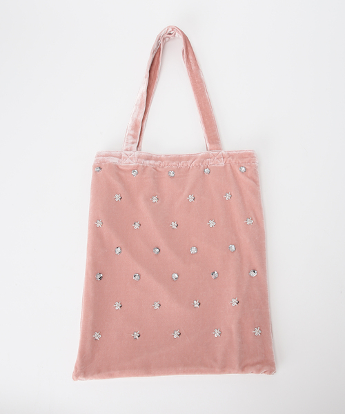 U by SPICK&SPAN(ユーバイスピックアンドスパン)の「UBY ビジューベロアトートバッグ(トートバッグ・レディース・カーキ/ピンク/チャコールグレー/ネイビー・FREE)」の17枚目の写真
