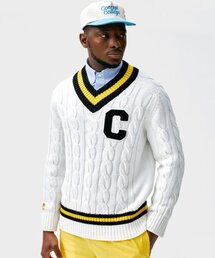 CONCEPTCOLLEGE（コンセプトカレッジ）の「CパッチアイボリープレピVネックウールニット（成人男女共用）（ニット/セーター）」