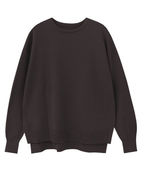 Pierrot（ピエロ）の「クルーネックプレミアムカシミヤタッチスリットオーバーニット（ニット/セーター・レディース・ダークブラウン/アイボリー/ブラック/ロイヤルブルー/チャコール・M/L/LL）」の19枚目の写真