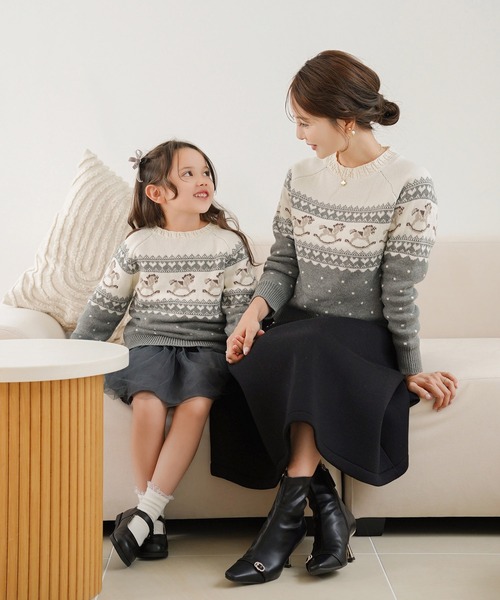 le reve vaniller(ル レーヴ ヴァニレ)の「木馬柄 ノルディック ニット le reve vaniller(ニット/セーター・レディース・サックスブルー/ピンク/チャコール・M/S)」の10枚目の写真
