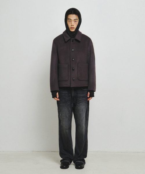 ENDOOR（エンドア）の「ファインウールショートコート（パープルグレー）（ダッフルコート・メンズ・パープル・MEDIUM/LARGE）」の2枚目の写真
