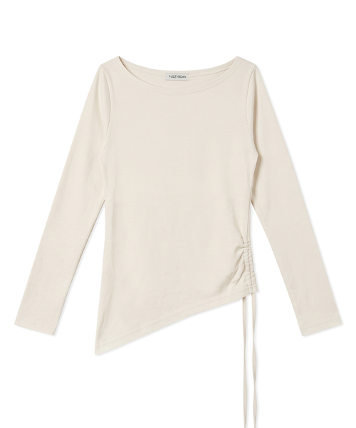 FUZZY SCAN(ファジスキャン)の「ダイアゴナル トンネルロングスリーブ 10color(Tシャツ/カットソー・レディース・チャコール/オレンジ/ライトブルー/グリーン/ブラウン/ベージュ/ブラック/ブルーグリーン/ローズ・1)」の1枚目の写真