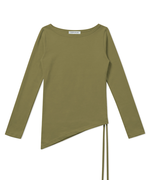 FUZZY SCAN(ファジスキャン)の「ダイアゴナル トンネルロングスリーブ 10color(Tシャツ/カットソー・レディース・チャコール/オレンジ/ライトブルー/グリーン/ブラウン/ベージュ/ブラック/ブルーグリーン/ローズ・1)」の5枚目の写真