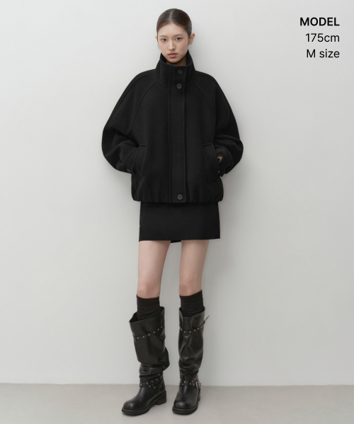 MUSINSA STANDARD WOMAN（ムシンサスタンダードウーマン）の「ウィメンズウールブレンドハイネックブルゾンジャケット[ブラック]（ブルゾン・レディース・その他・MEDIUM/SMALL）」の7枚目の写真