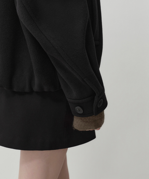 MUSINSA STANDARD WOMAN（ムシンサスタンダードウーマン）の「ウィメンズウールブレンドハイネックブルゾンジャケット[ブラック]（ブルゾン・レディース・その他・MEDIUM/SMALL）」の4枚目の写真