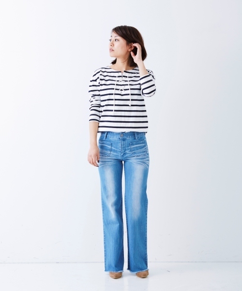 IEDIT（イディット）の「【股下丈が選べる】ミルブロウズ　ひかえめフレアーがちょうどいいヴィンテージライクワイドデニムパンツ　（デニムパンツ・レディース・ライトブルー/ブルー・1/6/10/7/2/8/3/4/9/5）」の19枚目の写真