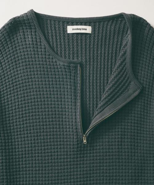 MONKEY TIME（モンキータイム）の「＜monkey time＞ ジップ クルーネック クオータースリーブニット◆（ニット/セーター・メンズ・ダークグレー/オリーブ・MEDIUM/SMALL/LARGE/X-LARGE）」の8枚目の写真