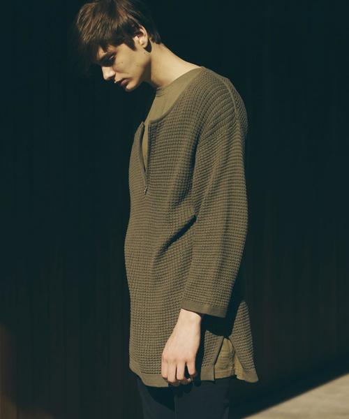 MONKEY TIME（モンキータイム）の「＜monkey time＞ ジップ クルーネック クオータースリーブニット◆（ニット/セーター・メンズ・ダークグレー/オリーブ・MEDIUM/SMALL/LARGE/X-LARGE）」の4枚目の写真