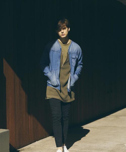 MONKEY TIME（モンキータイム）の「＜monkey time＞ ジップ クルーネック クオータースリーブニット◆（ニット/セーター・メンズ・ダークグレー/オリーブ・MEDIUM/SMALL/LARGE/X-LARGE）」の5枚目の写真