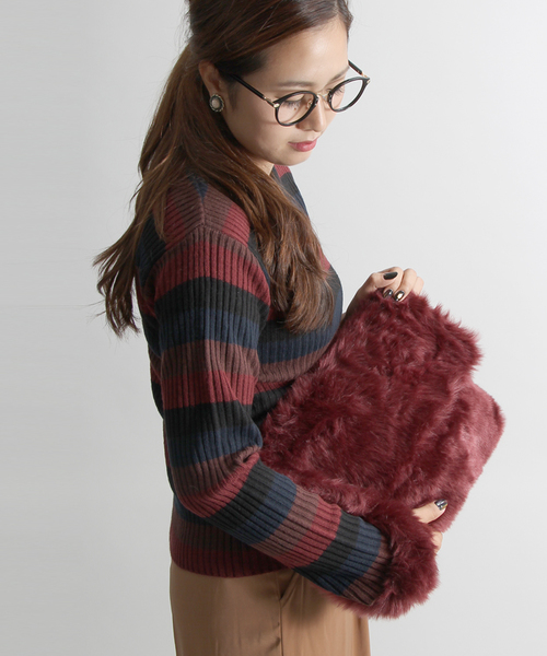 WEGO（ウィゴー）の「WEGO/クチオレファークラッチバッグ（クラッチバッグ・レディース・ブラウン/ブラック/ワイン/グレー/ピンク・FREE）」の5枚目の写真