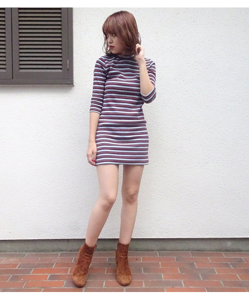 SLY（スライ）の「BORDER HINECK TIGHT OP（ワンピース・レディース・オレンジ系その他/レッド系その他/ブラック・2/1）」の3枚目の写真