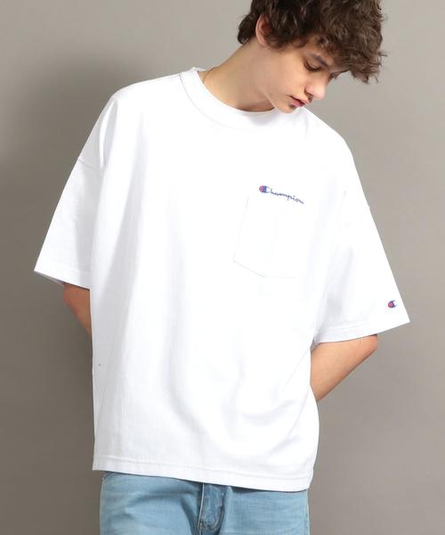 Champion（チャンピオン）の「【別注】＜Champion(チャンピオン）＞ REVERSE WEAVE TEE/Tシャツ ◆（Tシャツ/カットソー・メンズ・ホワイト/ブラック/ライム/ネイビー/パープル/レッド・LARGE/MEDIUM/SMALL）」の2枚目の写真