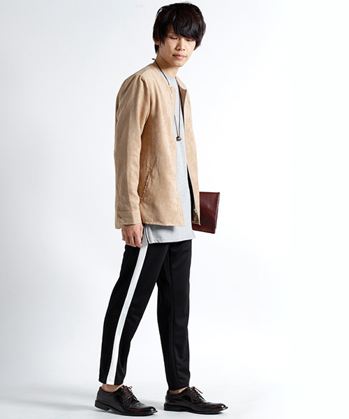 MONO-MART（モノマート）の「テーパードシルエットラインパンツ セミワイド トラックパンツ（その他パンツ・メンズ・ブラック/ブラック×レッド/パープル系その他/ブラック×ゴールド・FREE）」の9枚目の写真