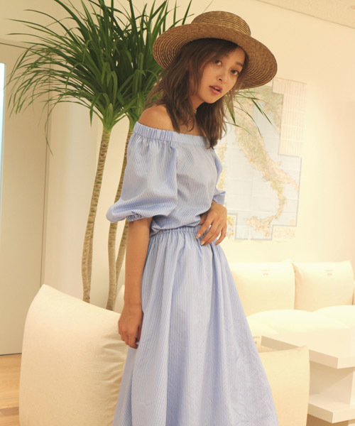 FREE'S MART（フリーズマート）の「ストライプブラウス×スカート×ベルト　セット（ワンピース・レディース・ブルー系その他/ブラック系その他・FREE）」の15枚目の写真