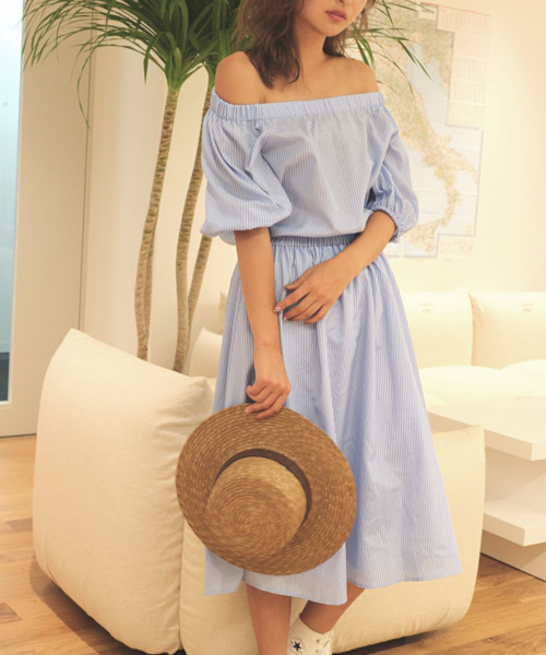 FREE'S MART（フリーズマート）の「ストライプブラウス×スカート×ベルト　セット（ワンピース・レディース・ブルー系その他/ブラック系その他・FREE）」の14枚目の写真