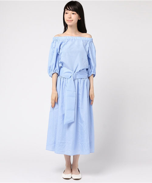 FREE'S MART（フリーズマート）の「ストライプブラウス×スカート×ベルト　セット（ワンピース・レディース・ブルー系その他/ブラック系その他・FREE）」の3枚目の写真