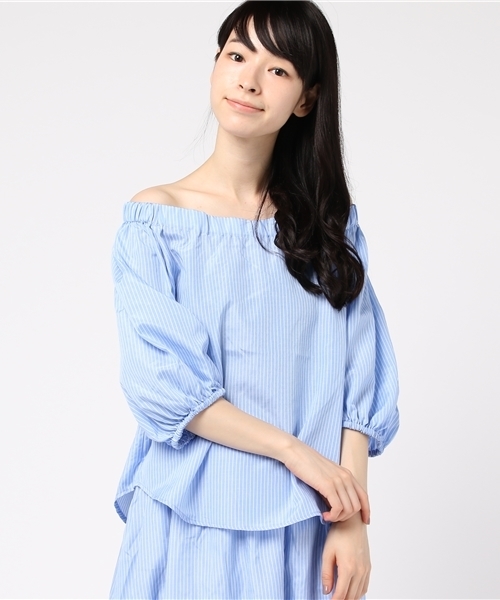 FREE'S MART（フリーズマート）の「ストライプブラウス×スカート×ベルト　セット（ワンピース・レディース・ブルー系その他/ブラック系その他・FREE）」の6枚目の写真