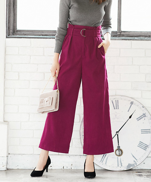 KOBE LETTUCE（コウベレタス）の「ベルト付☆ピーチスキンタッチウエストラッピングワイドパンツ（その他パンツ・レディース・その他1/ブラック/ダークグリーン/キャメル/その他2/パープル/ボルドー/ピンク系その他/グレー/ベージュ/ミント/ブルー系その他・FREE）」の8枚目の写真