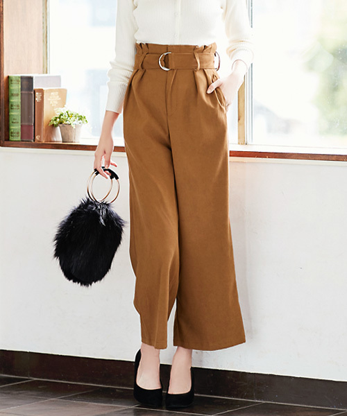 KOBE LETTUCE（コウベレタス）の「ベルト付☆ピーチスキンタッチウエストラッピングワイドパンツ（その他パンツ・レディース・その他1/ブラック/ダークグリーン/キャメル/その他2/パープル/ボルドー/ピンク系その他/グレー/ベージュ/ミント/ブルー系その他・FREE）」の9枚目の写真