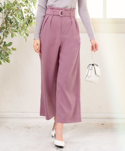 KOBE LETTUCE（コウベレタス）の「ベルト付☆ピーチスキンタッチウエストラッピングワイドパンツ（その他パンツ・レディース・その他1/ブラック/ダークグリーン/キャメル/その他2/パープル/ボルドー/ピンク系その他/グレー/ベージュ/ミント/ブルー系その他・FREE）」の10枚目の写真