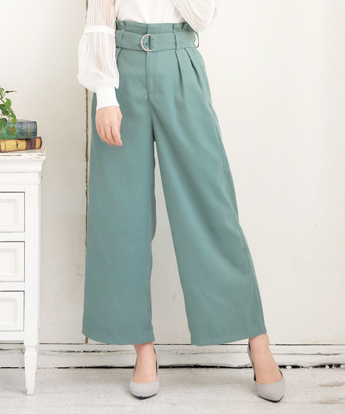 KOBE LETTUCE（コウベレタス）の「ベルト付☆ピーチスキンタッチウエストラッピングワイドパンツ（その他パンツ・レディース・その他1/ブラック/ダークグリーン/キャメル/その他2/パープル/ボルドー/ピンク系その他/グレー/ベージュ/ミント/ブルー系その他・FREE）」の6枚目の写真