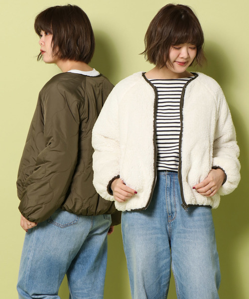 notch.（ノッチ）の「ボアリバーシブルブルゾン （ブルゾン・レディース・ベージュ/オリーブ/キャメル・M）」の3枚目の写真