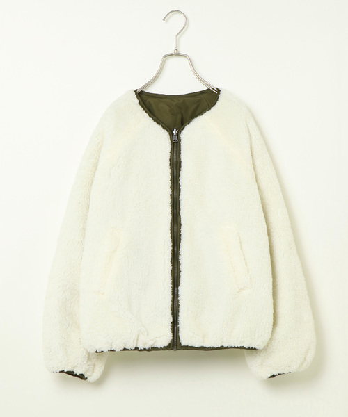 notch.（ノッチ）の「ボアリバーシブルブルゾン （ブルゾン・レディース・ベージュ/オリーブ/キャメル・M）」の14枚目の写真