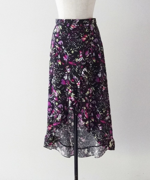 Kalen  BANNER BARRETT（カレンバナーバレット）の「BRUSH PRINT WRAP SKIRT/ブラッシュプリント　アシンメトリーラップスカート（スカート・レディース・ブルー/ブラック・36/38）」の12枚目の写真