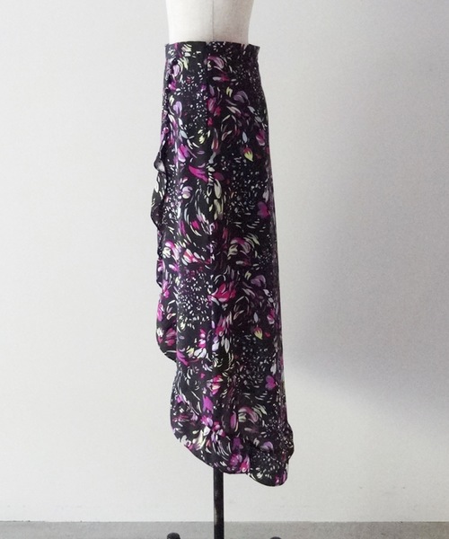 Kalen  BANNER BARRETT（カレンバナーバレット）の「BRUSH PRINT WRAP SKIRT/ブラッシュプリント　アシンメトリーラップスカート（スカート・レディース・ブルー/ブラック・36/38）」の13枚目の写真