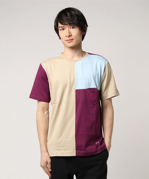 コットン天竺パネル切り替えTシャツ