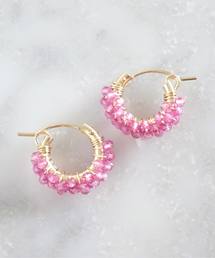 【marinaJEWELRY】14kgf/宝石質Pink Topaz pavé pierced earring
