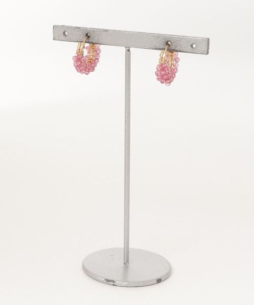 tone(トーン)の「【marinaJEWELRY】14kgf/宝石質Pink Topaz pavé pierced earring(ピアス(両耳用)・レディース・ピンク・FREE)」の3枚目の写真