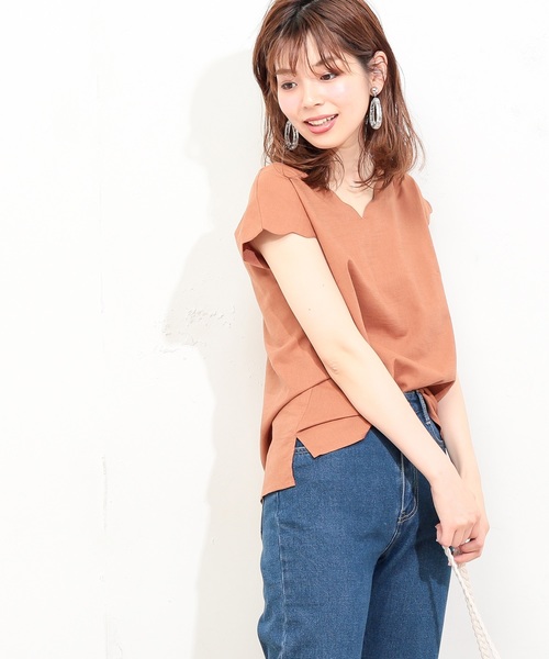 natural couture（ナチュラルクチュール）の「スカラップ麻ブラウス（シャツ/ブラウス・レディース・ブラック/ベージュ/レッド/ミント・FREE）」の10枚目の写真