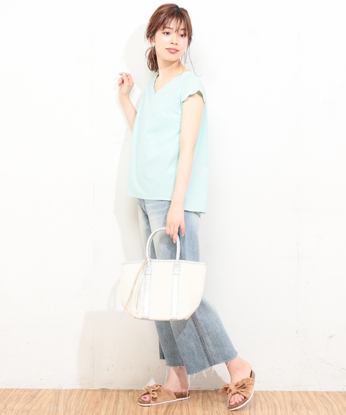 natural couture（ナチュラルクチュール）の「スカラップ麻ブラウス（シャツ/ブラウス・レディース・ブラック/ベージュ/レッド/ミント・FREE）」の11枚目の写真