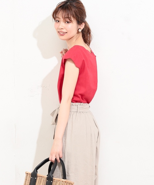 natural couture（ナチュラルクチュール）の「スカラップ麻ブラウス（シャツ/ブラウス・レディース・ブラック/ベージュ/レッド/ミント・FREE）」の16枚目の写真