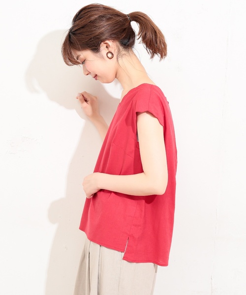 natural couture（ナチュラルクチュール）の「スカラップ麻ブラウス（シャツ/ブラウス・レディース・ブラック/ベージュ/レッド/ミント・FREE）」の18枚目の写真