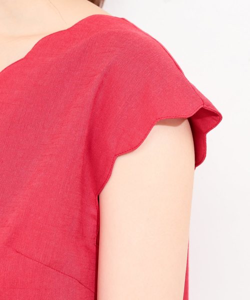 natural couture（ナチュラルクチュール）の「スカラップ麻ブラウス（シャツ/ブラウス・レディース・ブラック/ベージュ/レッド/ミント・FREE）」の22枚目の写真