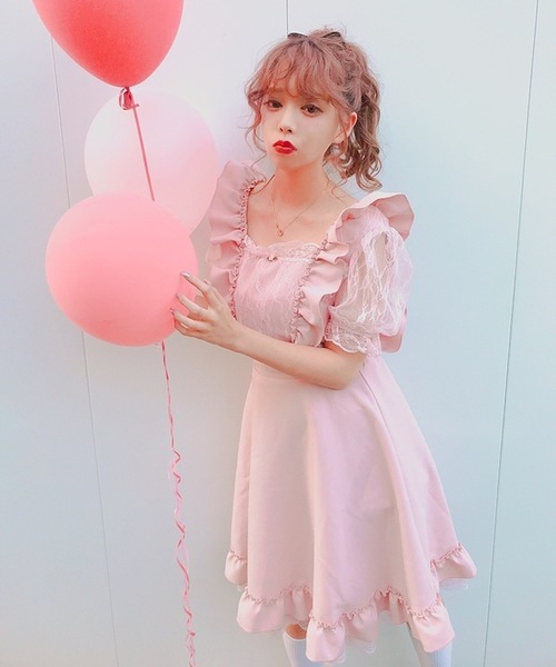 スワンキス Swankiss AD ribbon knit裏毛OP （ピンク） Swankiss - スワンキス Swankiss AD ribbon knit裏毛OP （ピンク）の