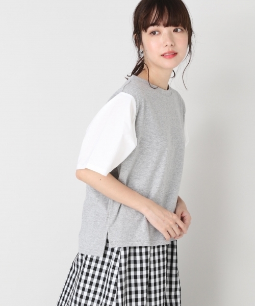 LOWRYS FARM(ローリーズファーム)の「ソデタックプルオーバー/SS 802215(Tシャツ/カットソー・レディース・ホワイト/ホワイト×ブラック/ブラック/グレー・LARGE/MEDIUM)」の1枚目の写真
