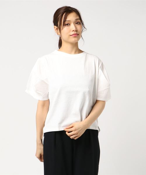 LOWRYS FARM(ローリーズファーム)の「ソデタックプルオーバー/SS 802215(Tシャツ/カットソー・レディース・ホワイト/ホワイト×ブラック/ブラック/グレー・LARGE/MEDIUM)」の7枚目の写真