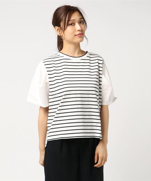 LOWRYS FARM(ローリーズファーム)の「ソデタックプルオーバー/SS 802215(Tシャツ/カットソー・レディース・ホワイト/ホワイト×ブラック/ブラック/グレー・LARGE/MEDIUM)」の8枚目の写真